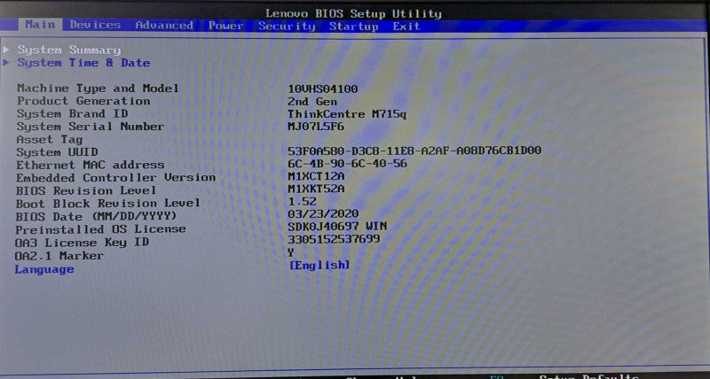 Lenovo M715q USFF | Ryzen 3 Pro 2200GE @ 3.20GHz 8GB DDR4 No HDD/OS )