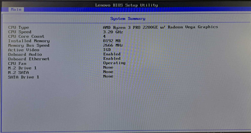Lenovo M715q USFF | Ryzen 3 Pro 2200GE @ 3.20GHz 8GB DDR4 No HDD/OS )