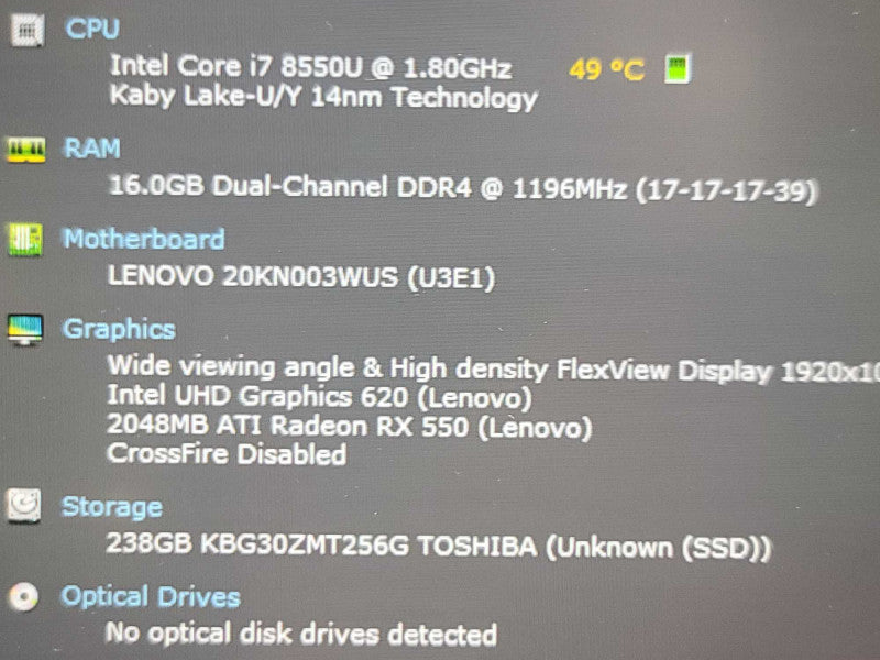 Lenovo ThinkPad E480| i7-8550U| 16GB DDR4| Radeon RX 550| 256GB SSD / READ Î²