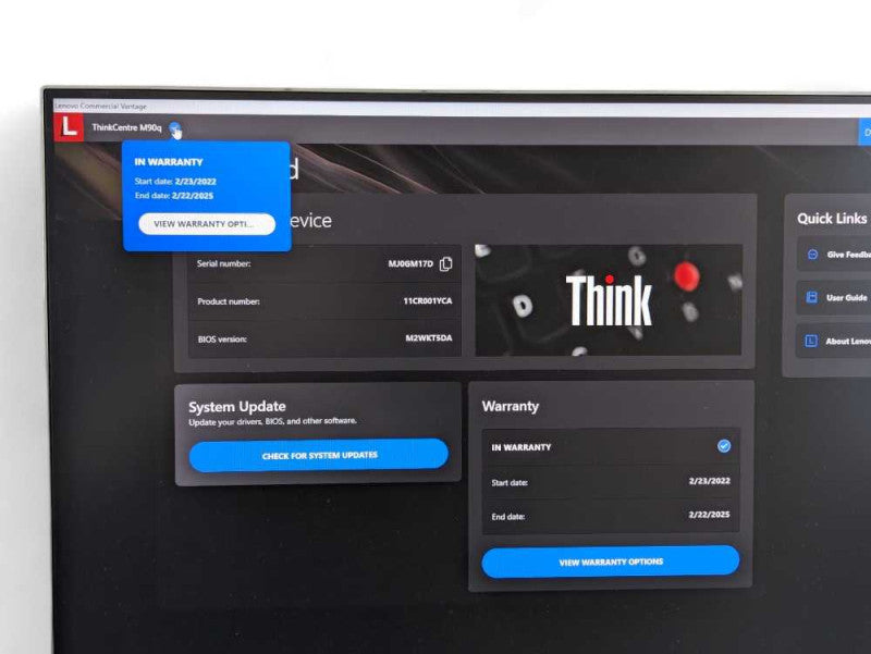 Lenovo ThinkCentre M90q Tiny with i5-10500 @3.10Ghz 16GB RAM & 256GB NVMe -