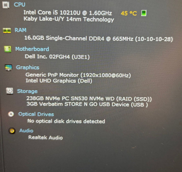 Dell Latitude 5410 Intel Core i5-10210U@1.60GHz 16GB DDR4 RAM 256GB SSD READ