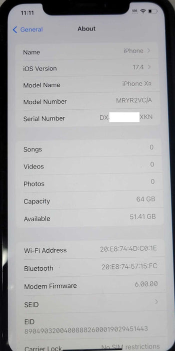 Apple iPhone XR 64GB UNLOCKED Q_