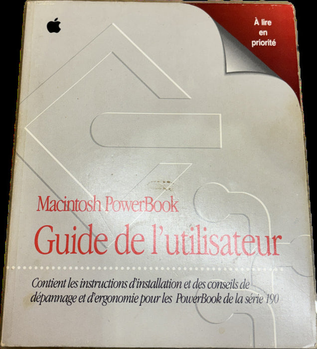 Apple Macintosh PowerBook 190 Vintage Laptop With Mouse/Manual FRENCH READ!