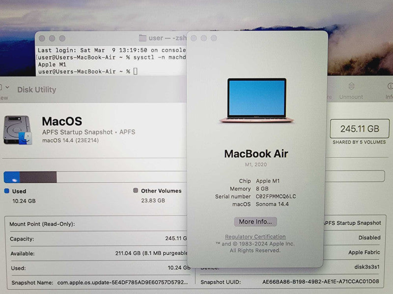 Apple Macbook Air 2020 13\\" Chip M1 @ 3.2GHz 8GB Ram 250GB SSD [Read] (