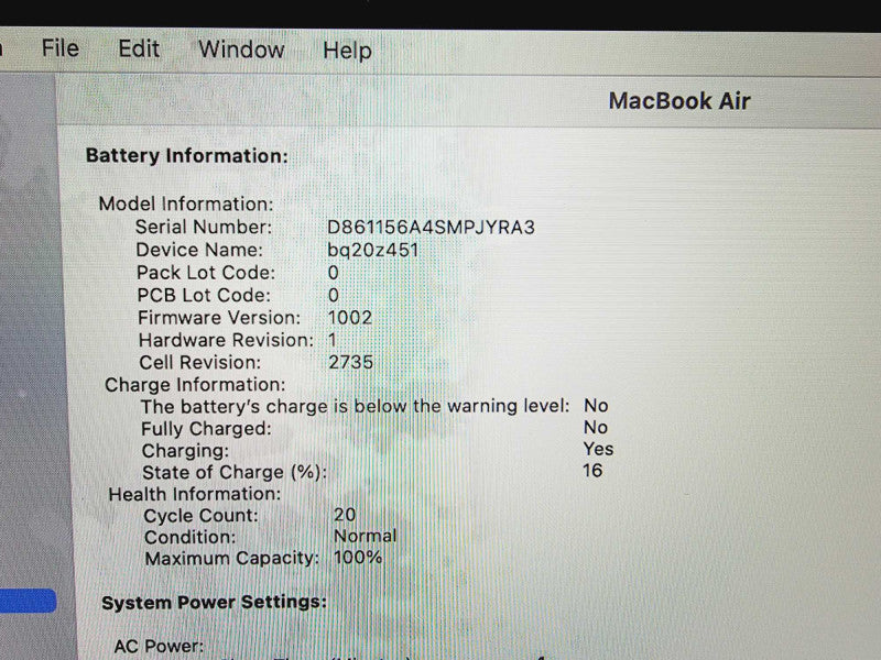 Apple Macbook Air 2020 13\\" Chip M1 @ 3.2GHz 8GB Ram 250GB SSD [Read] (