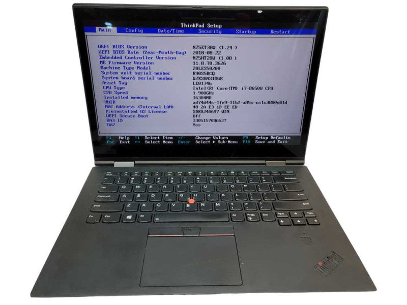 Lenovo ThinkPad X1 Yoga | i7-8650U| 16GB DDR4| No Storage | For Parts Î²