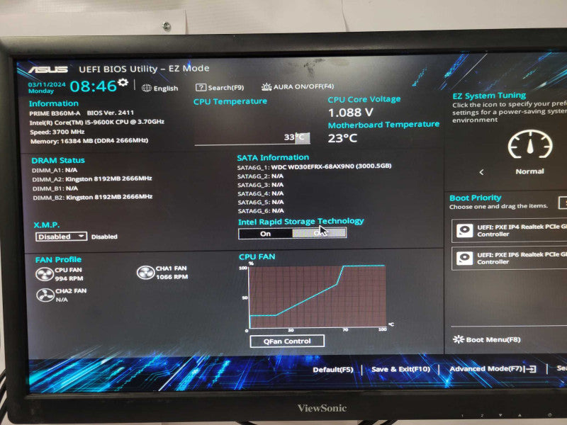 Custom/Asus Prime B360M-A PC, Core I5-9600K 3.7GHz, 16GB DDR4, 3TB HDD _