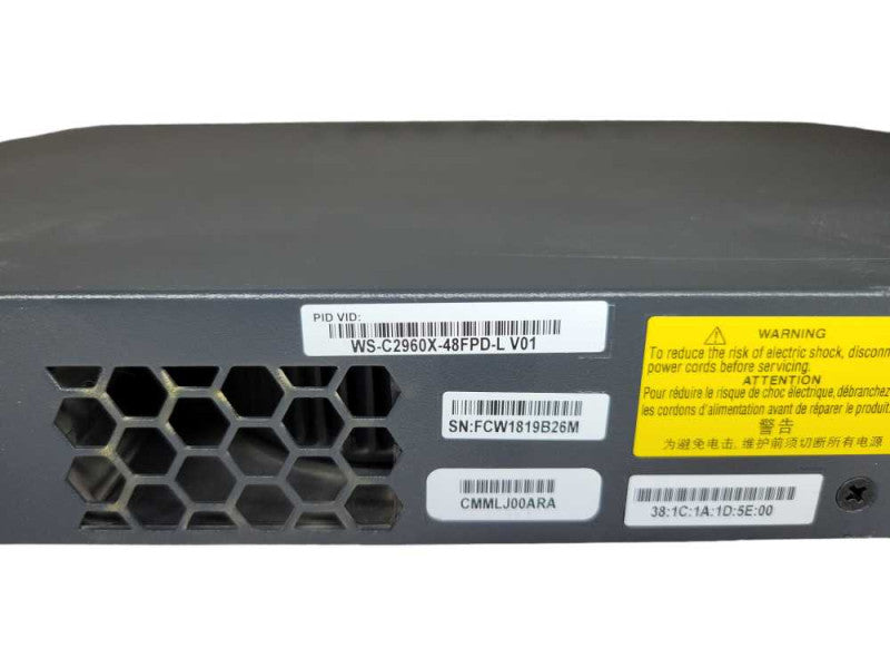 Cisco WS-C2960X-48FPD-L | 48-Port Gigabit PoE+ 2x SPF+ Stack Mod Q%
