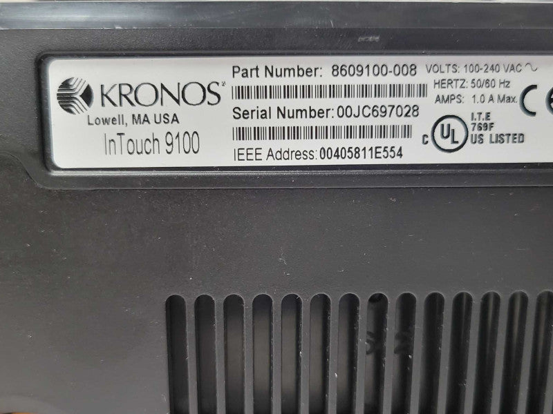 KRONOS INTOUCH 9100 Proximity Reader TIME CLOCK 8609100-008 Factory Reset Q_