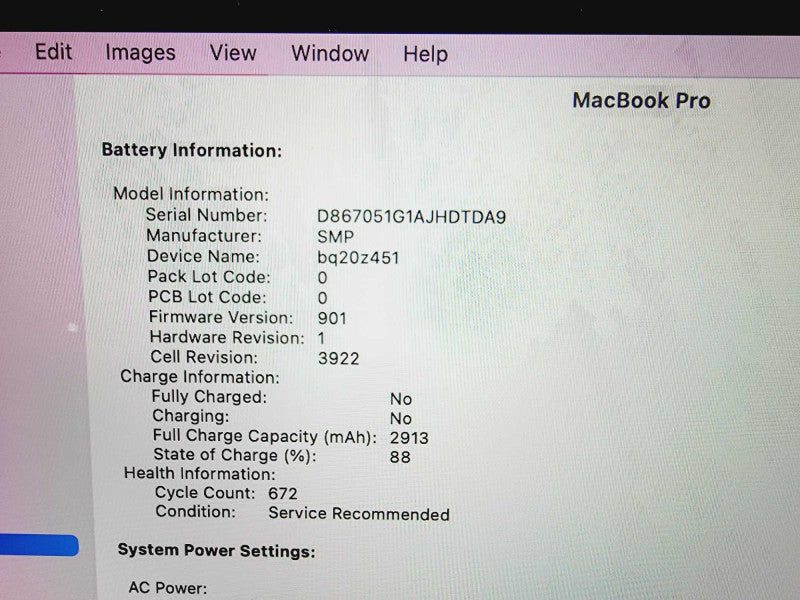 Apple Macbook Pro 2016 13\\\\\\" Core i5-6267U @ 2.9GHz 16GB DDR3 500GB SSD (