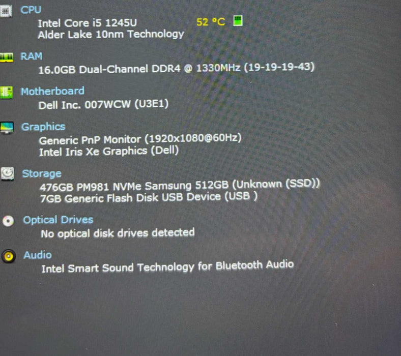 Dell Latitude 5330 TOUCH Core i5-1245U@1.6GHz 16GB RAM 512GB SSD READ  Lap200