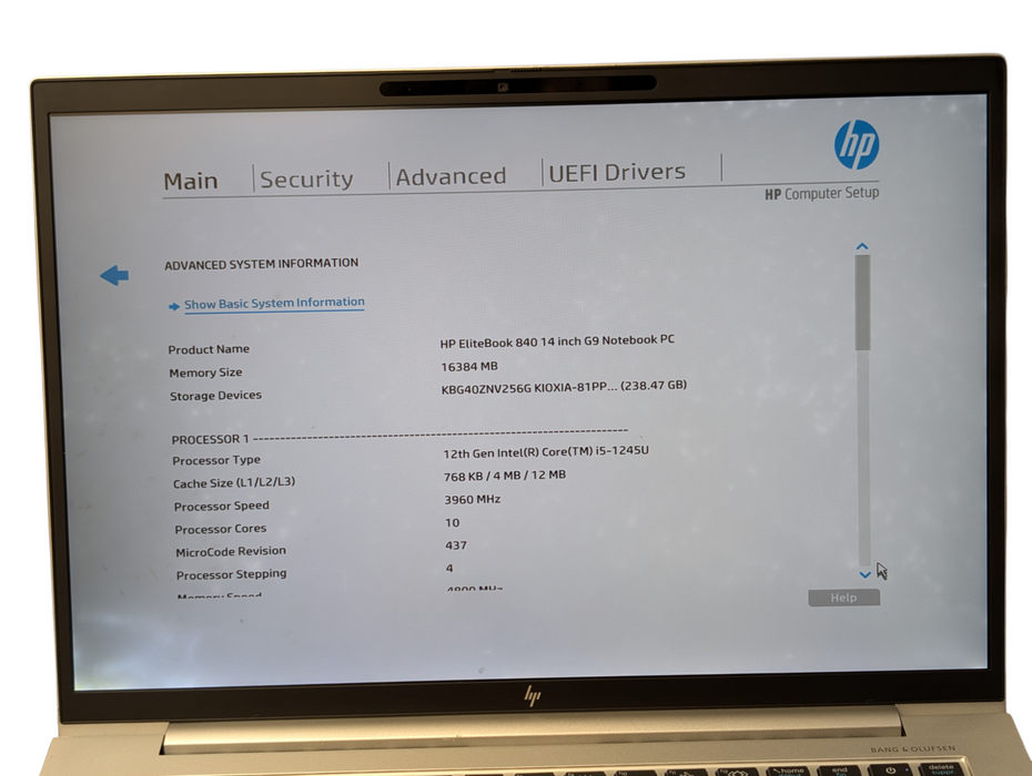 HP EliteBook 840 G9 Intel Core i5-1245U 16GB DDR5 RAM 256GB NVMe SSD READ  - Lap200