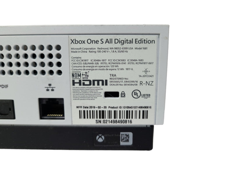 Microsoft Xbox One S All Digital Edition console, White, Model 1681, *PART*