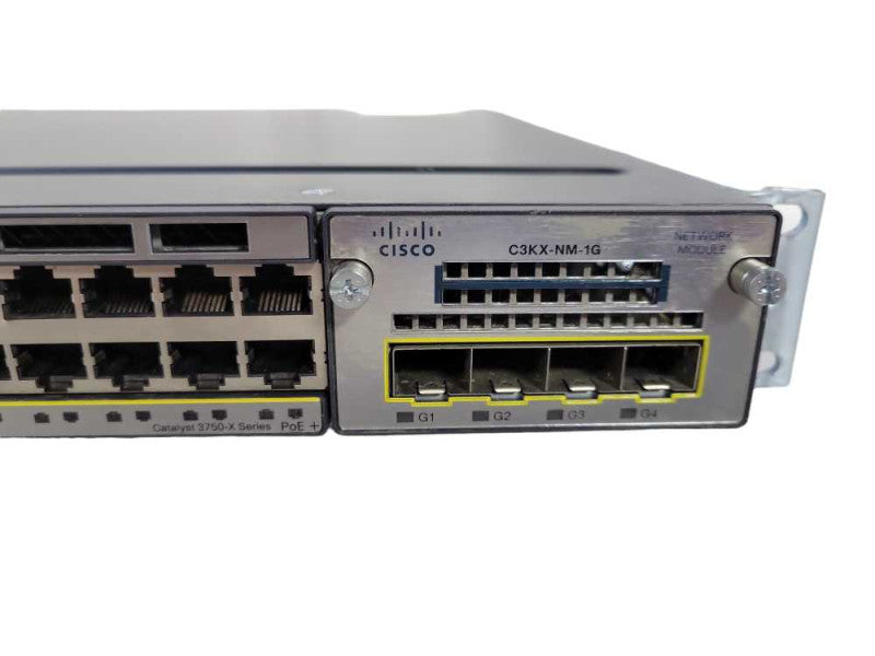 Cisco WS-C3750X-24P-S | 24 Port Gigabit PoE+ Managed Switch w/ C3KX-NM-1G !