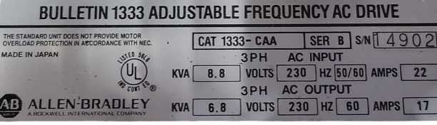 allen bradley Bulletin 1333 Adjustable Frequency AC Motor Drive, READ _