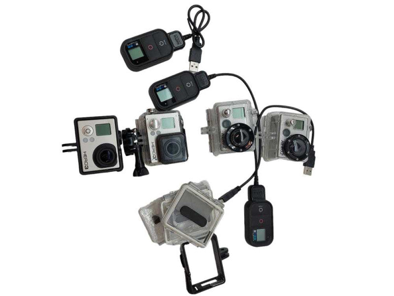 Go Pro Camera Bundle , 4 Cameras Model:CHDHX-301, 3 Remotes model: Armte-001 =
