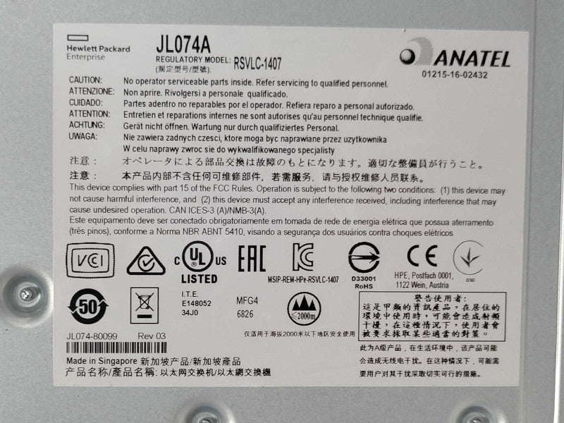 ARUBA 3810M JL074A 48-Port Gigabit PoE+ Managed Switch, 1x PSU _
