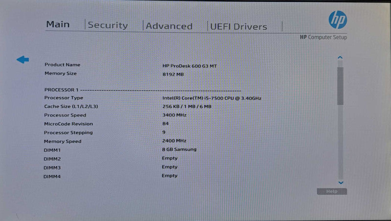 HP ProDesk 600 G3 MT | i5-7500 @ 3.40GHz 8GB DDR4 256GB NVMe )