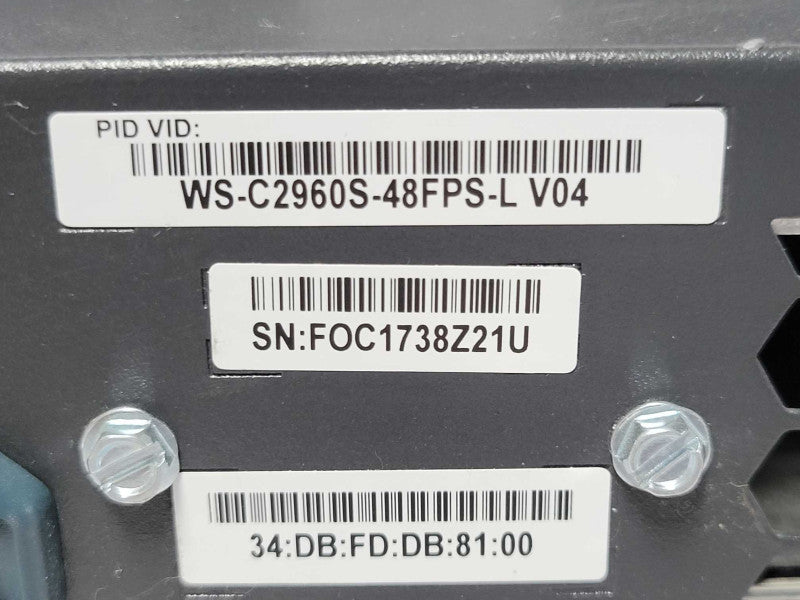 Cisco WS-C2960S-48FPS-L V02 48-Port PoE+ Managed Gigabit switch Q_