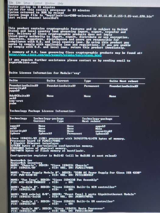 Cisco ISR4331/K9 Integrated Services Router  NO CPU CLOCK ISSUE _