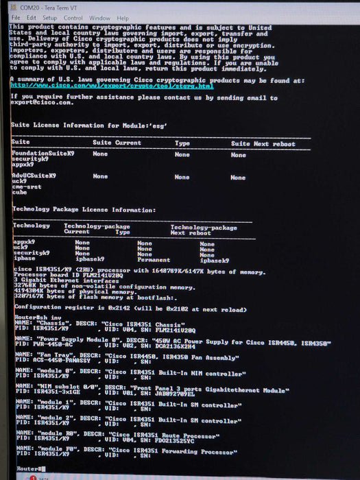 Cisco ISR4351 ISR4351/K9 Integrated Services Router, NO CPU CLOCK ISSUE _