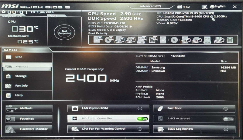 MSI H310M PRO VDH PLUS w/ i5-9400 2.90GHz, 16GB RAM