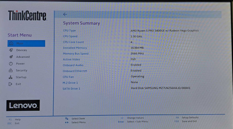 Lenovo M75q-1 USFF Desktop | Ryzen 5 PRO 3400GE @ 3.30GHz 16GB DDR4 256GB SSD )