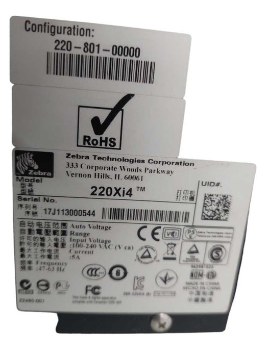 Zebra 220Xi4 Thermal Label Printer 203dpi  PN: 220-801-00000 =