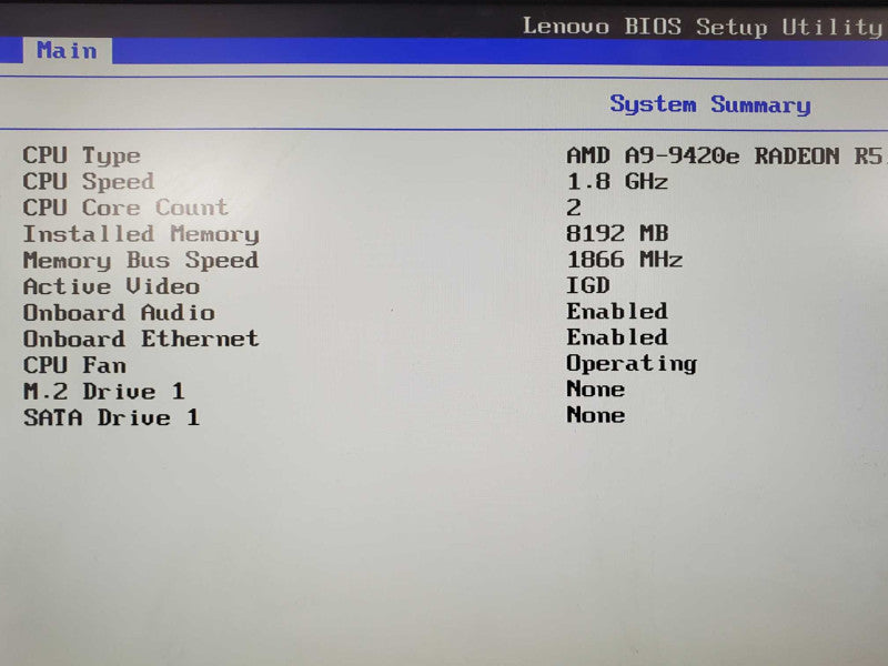 Lenovo M625q USFF AMD A9-9420e 8GB DDR4 No HDD Q|