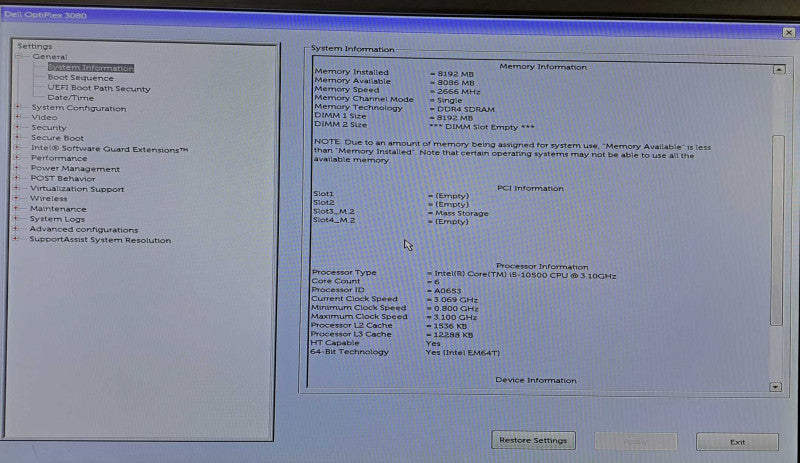 Dell OptiPlex 3080 SFF Desktop | i5-10500 @ 3.10GHz 8GB DDR4 512GB NVMe )