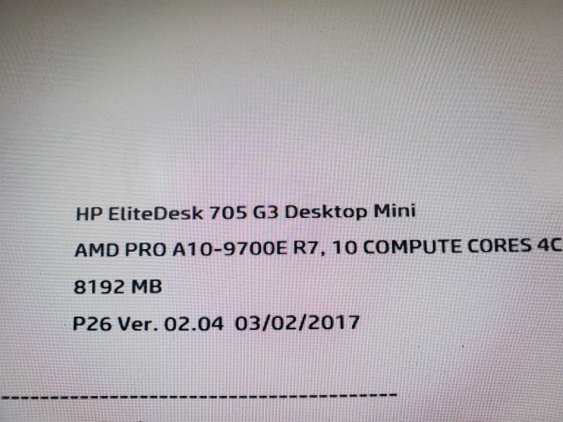 HP EliteDesk 705 G3 Mini AMD A10-9700E 8GB DDR4, No HDD Q|