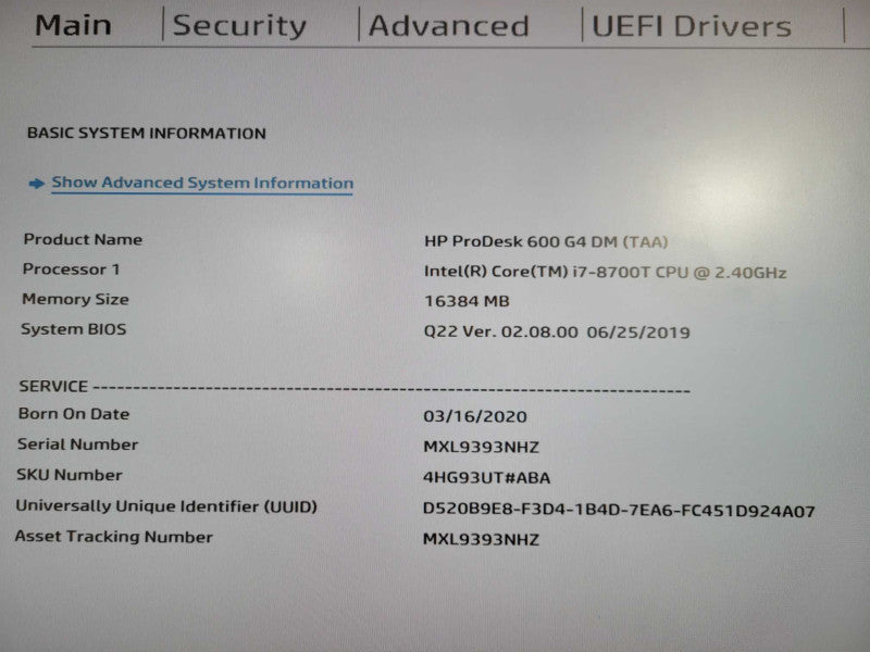 HP ProDesk 600 G4 MT USFF | i7-8700t @ 2.40GHz 16GB DDR4 256GB NVMe !