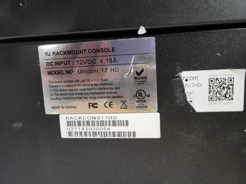 Startech.com Unicorn 17 HD 1U Rackmount Console PS2/USB/VGA _