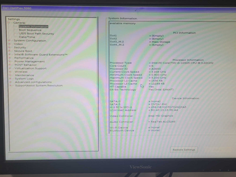 Dell OptiPlex 3080 SFF Desktop Core i5-10505 3.2GHz 8GB DDR4 256GB M.2  _