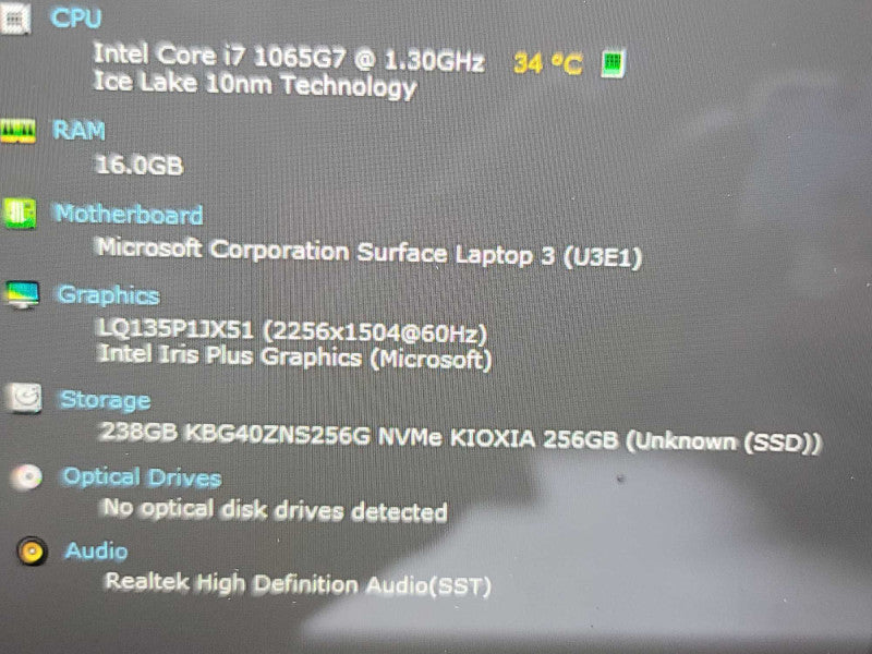 Microsoft Surface Laptop 3| i7-1065G7| 16GB DDR4| 256GB SSD Î²