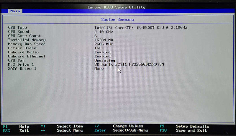 Lenovo M920q USFF, i5-8500T 2.10GHz, 16GB DDR4, 256GB Nvme, WiFi, w/PWR