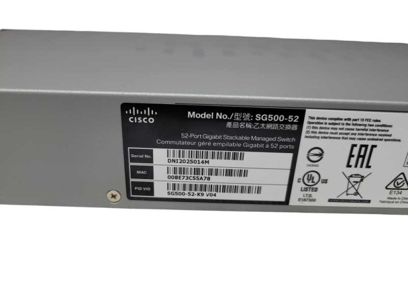 Cisco SG300-52 SRW2048-K9 V04 52-Port Small Business Network Switch Q%