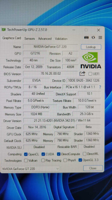EVGA NVIDIA GeForce GT 220 1GB PCIE %
