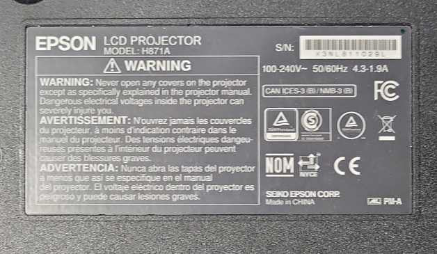 Epson PowerLite 2250U Full HD WUXGA 3LCD Projector, 1197 Hrs, No Remote, SEE _