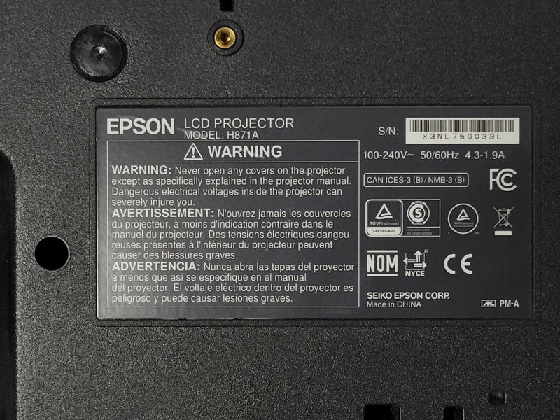 Epson PowerLite 2250U Full HD WUXGA 3LCD Projector, 3069 Hrs, No Remote _