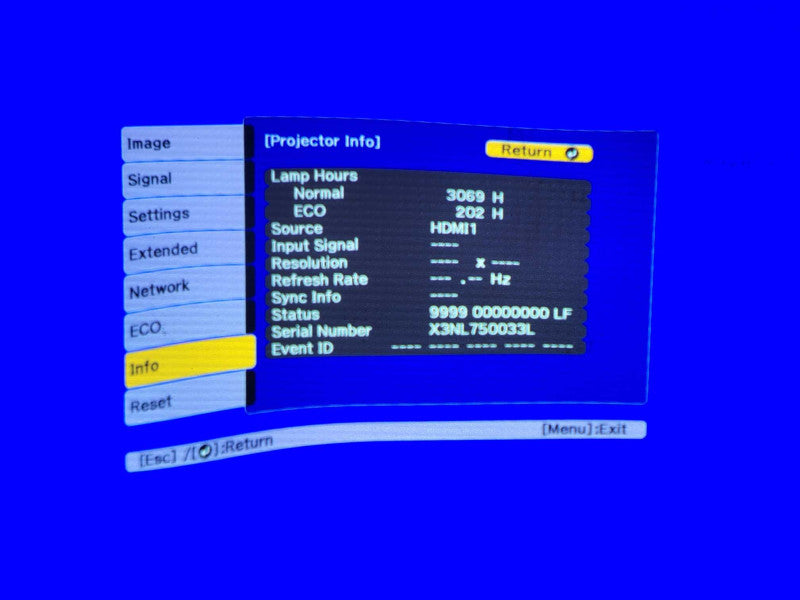 Epson PowerLite 2250U Full HD WUXGA 3LCD Projector, 3069 Hrs, No Remote _