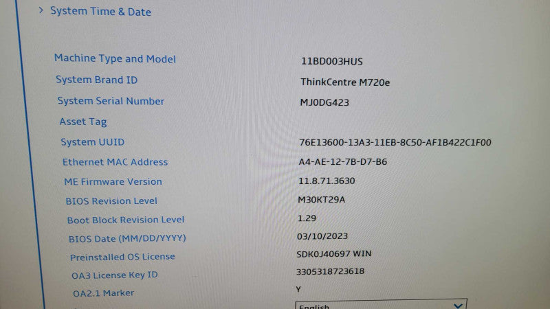 Lenovo ThinkCentre M720e - Core i5-9400 | 8GB RAM | 512GB NVMe %