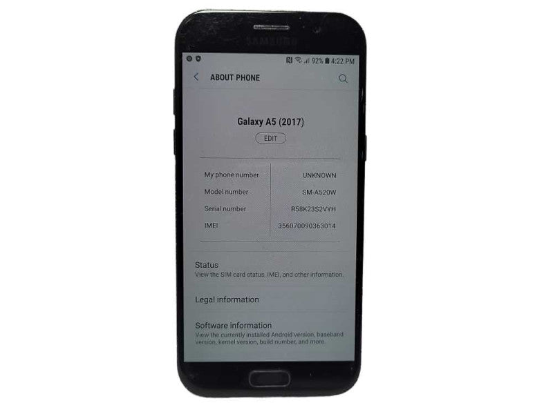 Samsung Galaxy A5 2017 32GB SM-A520W READ $