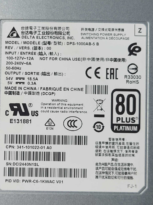 Cisco PWR-C6-1KWAC AC Power Supply Catalyst 9200 Switches  Q_