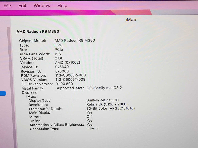 Apple iMac Retina 5K 2015 27\\\\\\" 4-Core i5-6500 @ 3.2GHz 16GB DDR3 1TB HDD Radeon R9 M380 2GB (