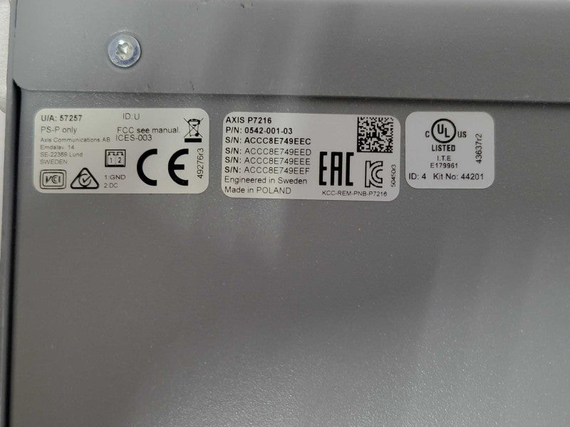 AXIS COMMUNICATIONS P7216 VIDEO ENCODER, READ _
