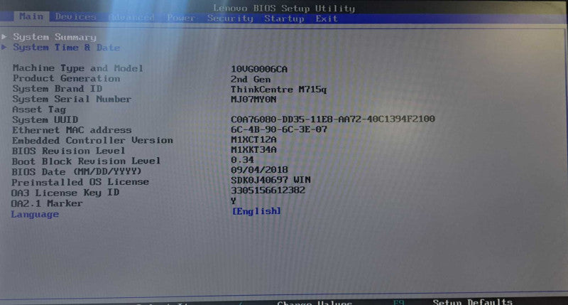 Lenovo M715q USFF | Ryzen 5 Pro 2400GE @ 3.20GHz 8GB DDR4 256GB NVMe + 90W AC )
