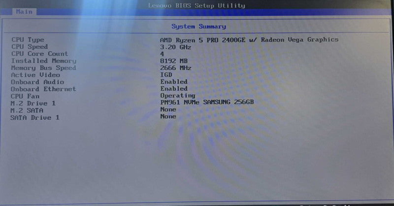 Lenovo M715q USFF | Ryzen 5 Pro 2400GE @ 3.20GHz 8GB DDR4 256GB NVMe + 90W AC )