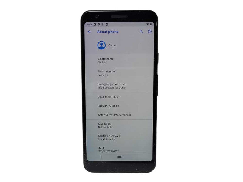 Google Pixel 3a 64GB Black READ $