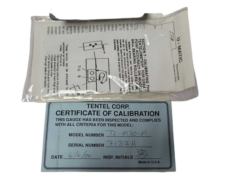 Tentel Tentelometer Tape Tension Gauge T2-H7-D w/Case Old Ampex Cal. And Weig _